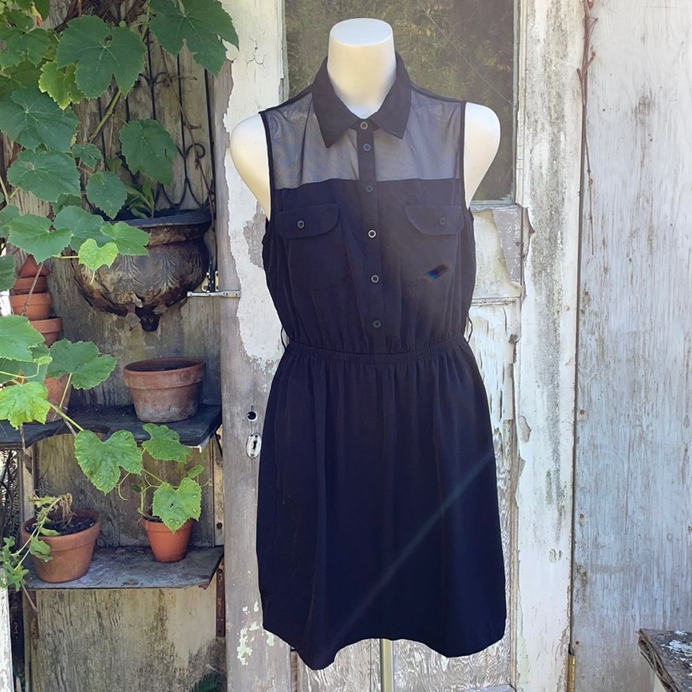 BLACK DRESS • black button up dress, lace